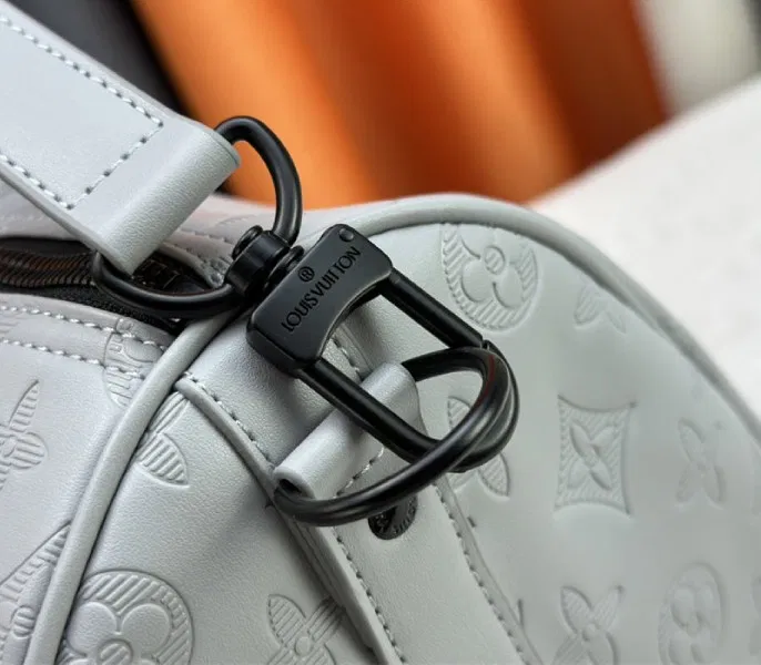 Louis Vuitton Monogram Shadow Leather Keepall Bandouliere 50 With Leather Strap In Anthracite Gray — image 8
