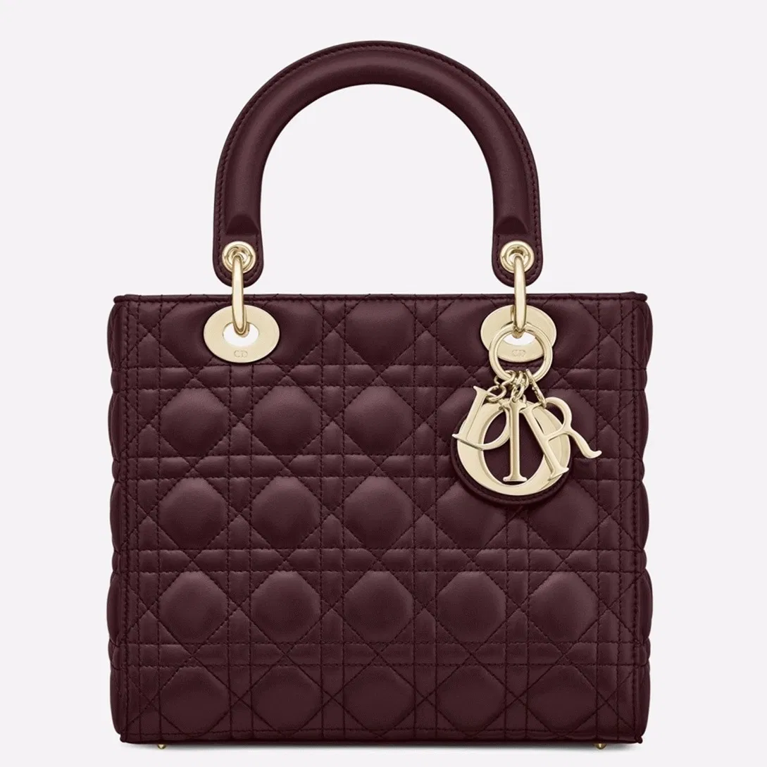 Dior Lady Dior Medium Bag in Bordeaux Lambskin
