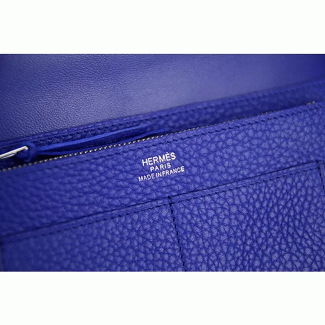 Electric blue designer Hermes Dogon combine wallet — image 4