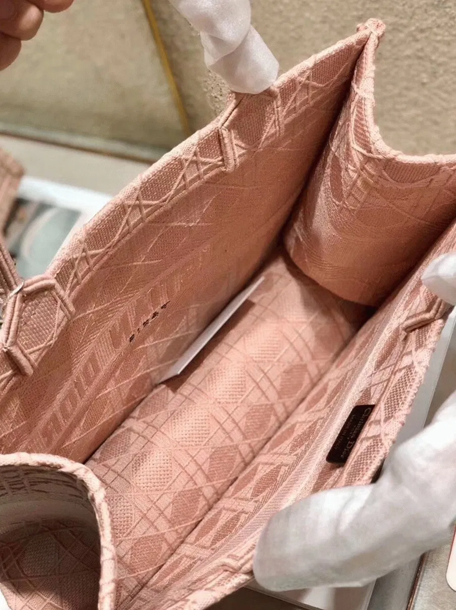 Dior Medium Book Tote Bag Knockoff in Pink Cannage Embroidered Canvas — image 2