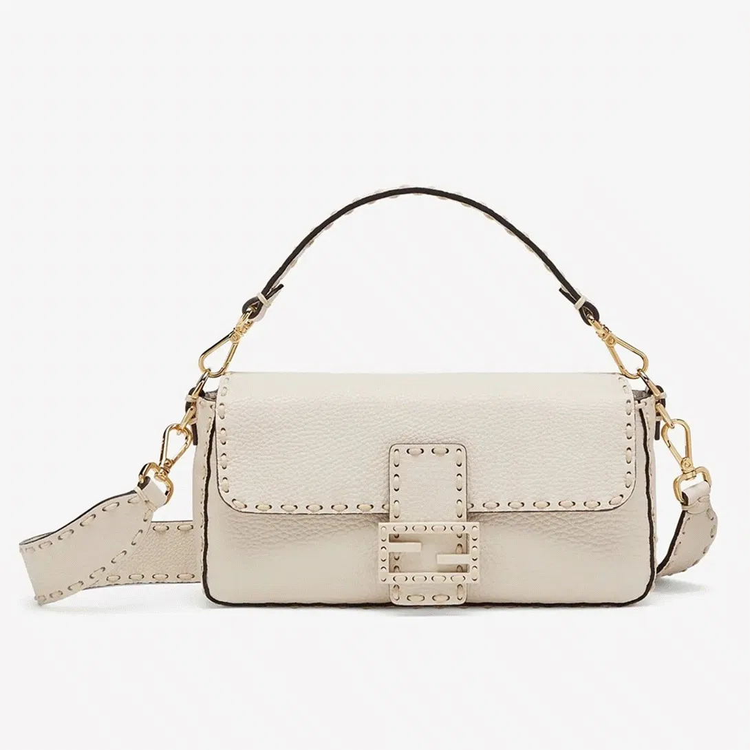 Top Quality Fendi Medium Baguette Bag In White