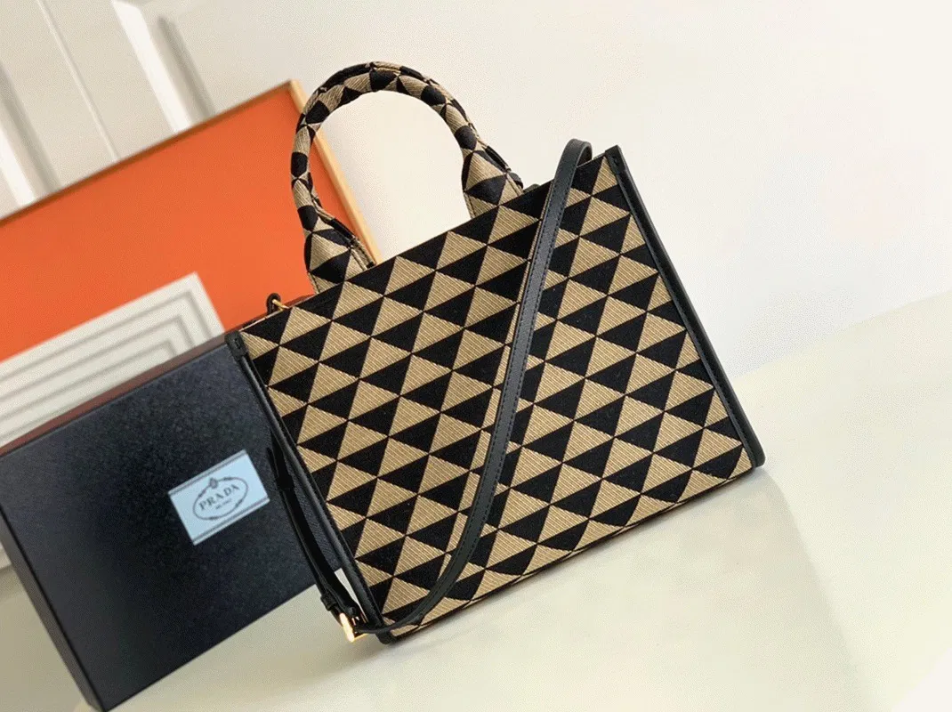Prada Symbole Small Bag in Black/Beige Jacquard Fabric — image 6