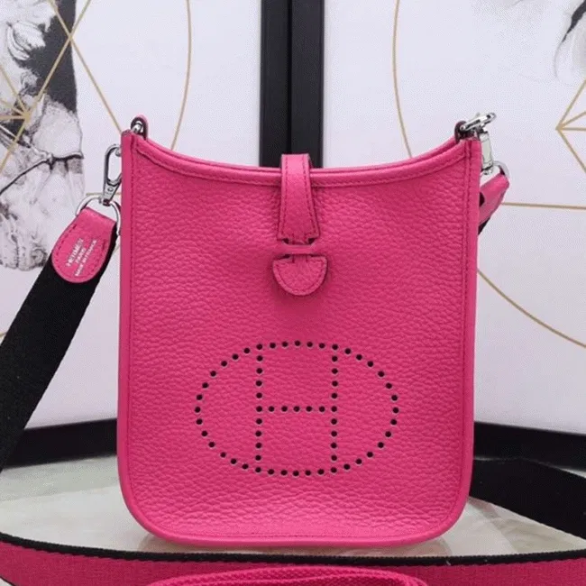 Rose Red Evelyne II TPM Messenger Bag Luxury Hermes Pop Color