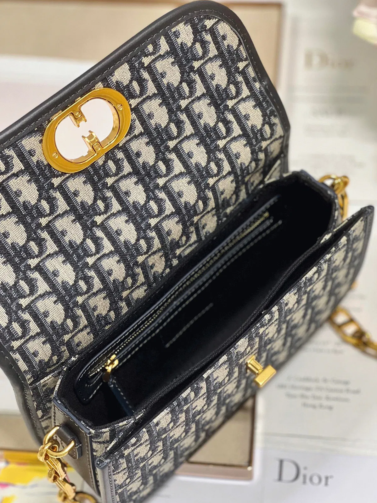 Dior 30 Montaigne Avenue Bag in Blue Dior Oblique Jacquard — image 6