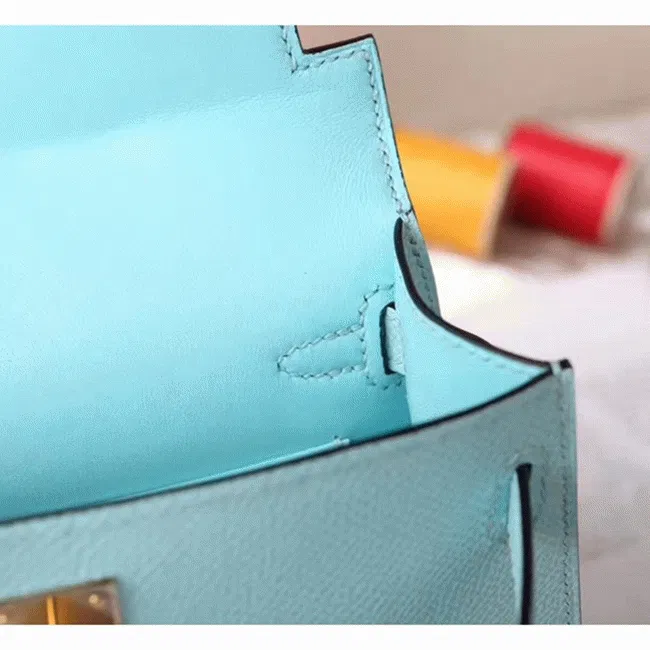 Blue Zephyr Epsom Copy Designer Hermes Kelly 20cm Handbag — image 2