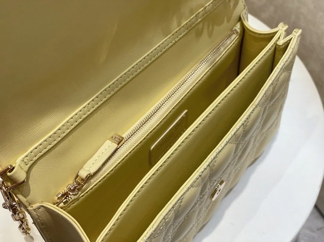 Dior Miss Dior Top Handle Bag Knockoff in Pastel Yellow Cannage Lambskin — image 4