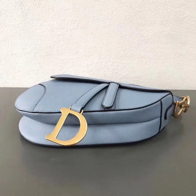 Dior Saddle Bag Knockoff in Sky Blue Grained Calfskin — image 7
