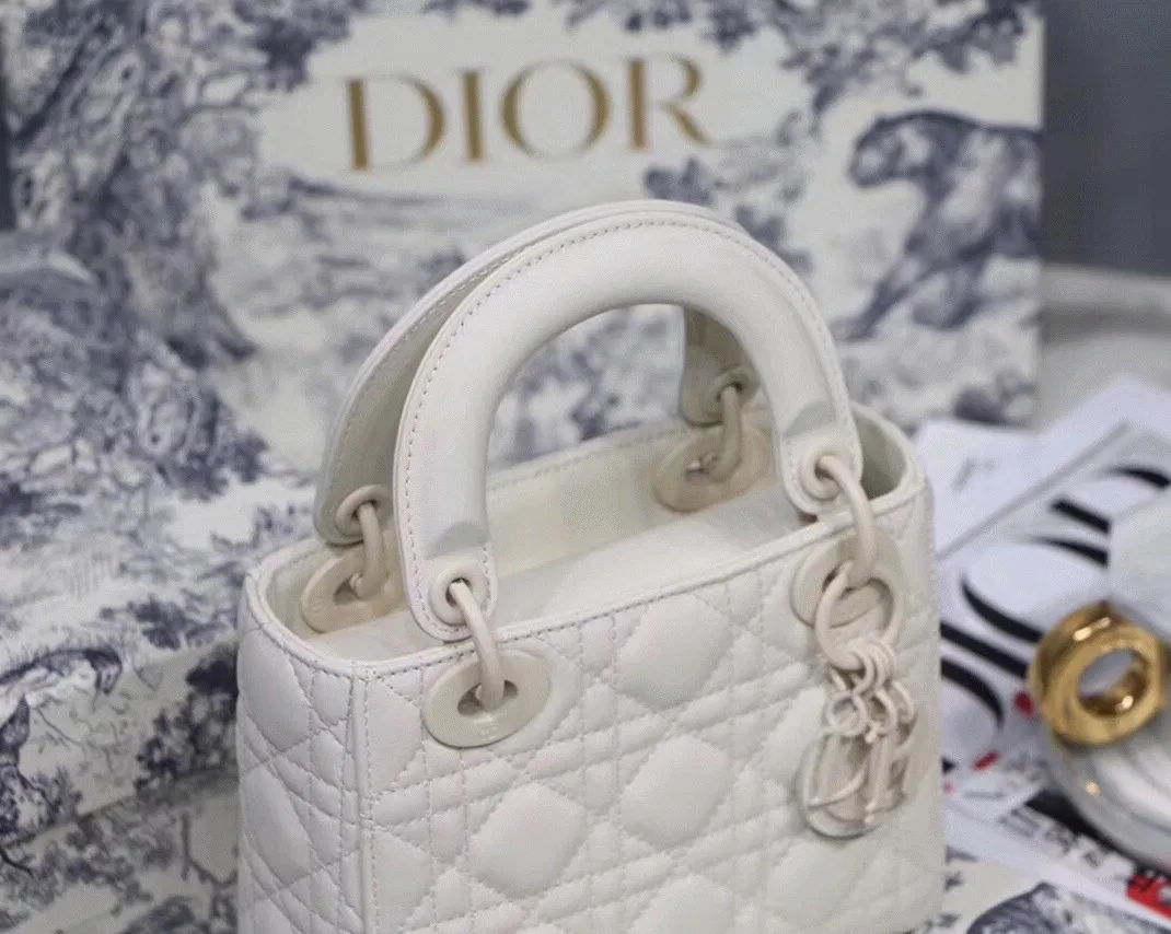 Dior Lady Dior Mini Chain Bag in White — image 4