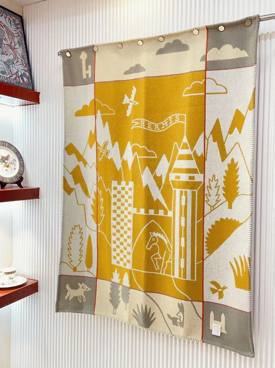 Hermes Avalon Epopee blanket in jaune wool and cashmere — image 3