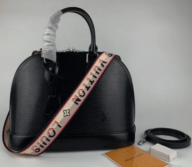 Louis Vuitton Epi Leather Alma PM Jacquard Strap Handbag In Black