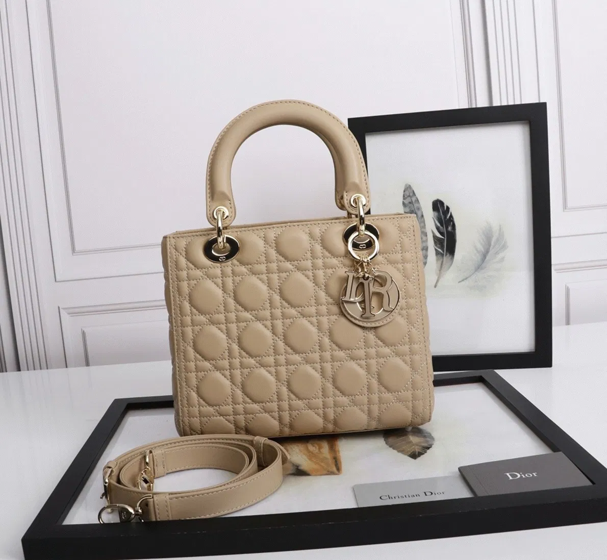 Dior Lady Dior Medium Bag Knockoff in Beige — image 4