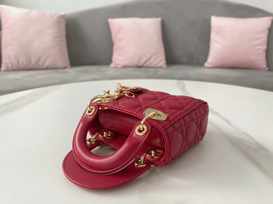 Dior Lady Dior Micro Bag in Red Cannage Lambskin — image 3
