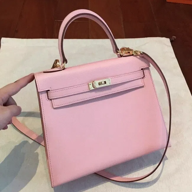 Pink Epsom Hermes Kelly 25cm Feminine Handbag