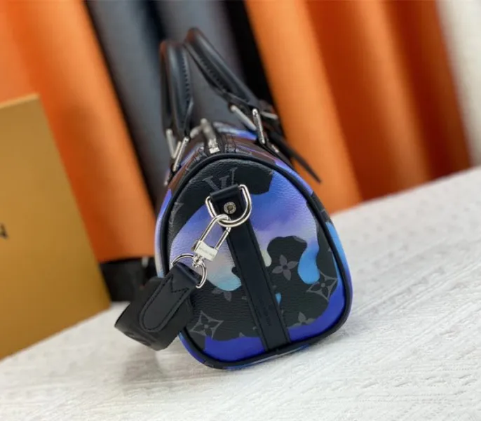 Louis Vuitton Monogram Eclipse Keepall Bandouliere 25 Travel Bag In Blue And Purple Sunrise — image 3