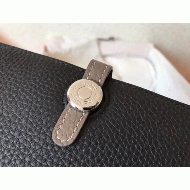 Black taupe knockoff Hermes Dogon duo wallet — image 4