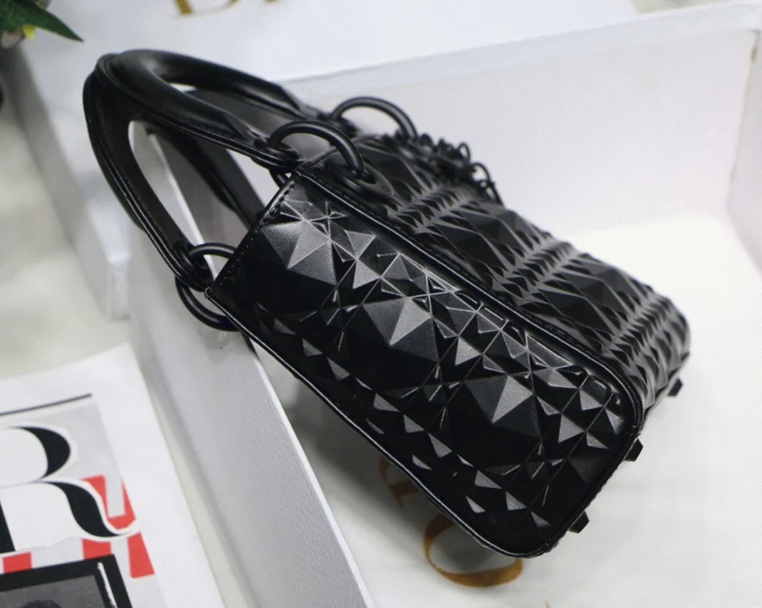Dior Lady Dior Mini Bag in Black Calfskin with Diamond Motif — image 10