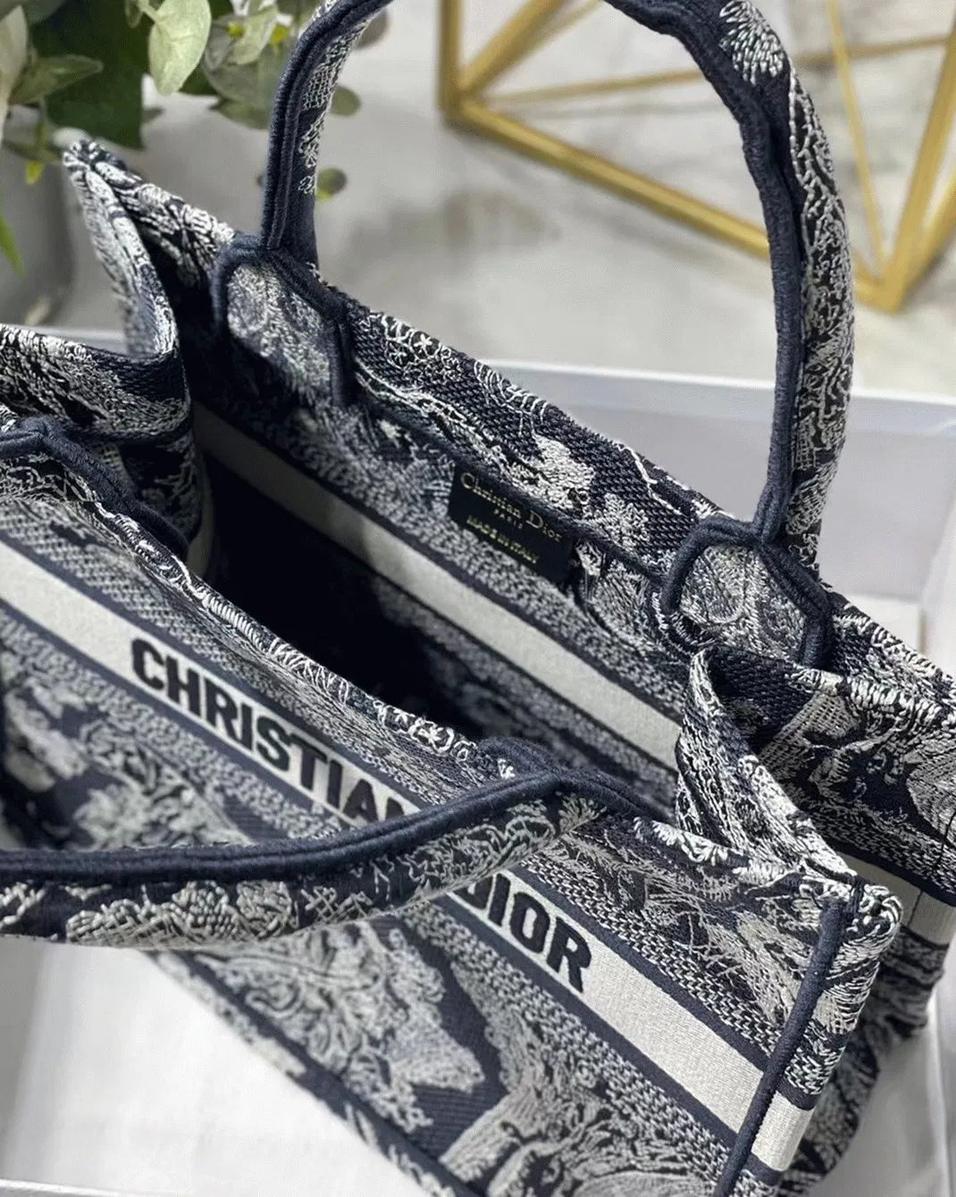 Dior Small Book Tote Bag Knockoff in Blue Toile de Jouy Reverse Embroidery — image 6