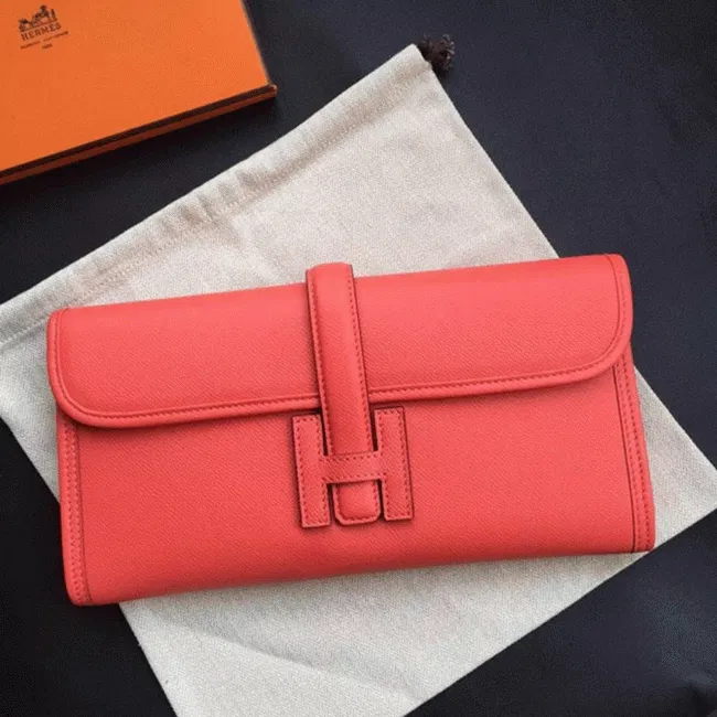Flamingo luxury Hermes Jige Elan clutch bag