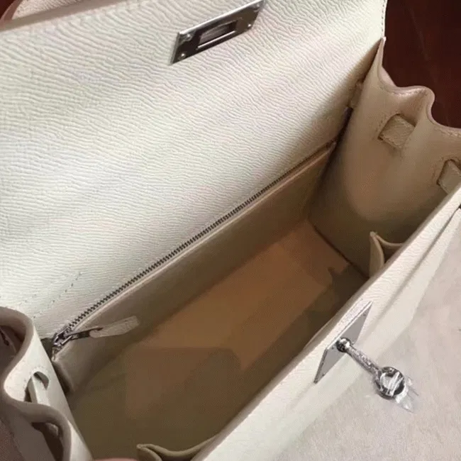 White Epsom Knockoff Hermes Kelly Sellier 28cm Structured Handbag — image 6