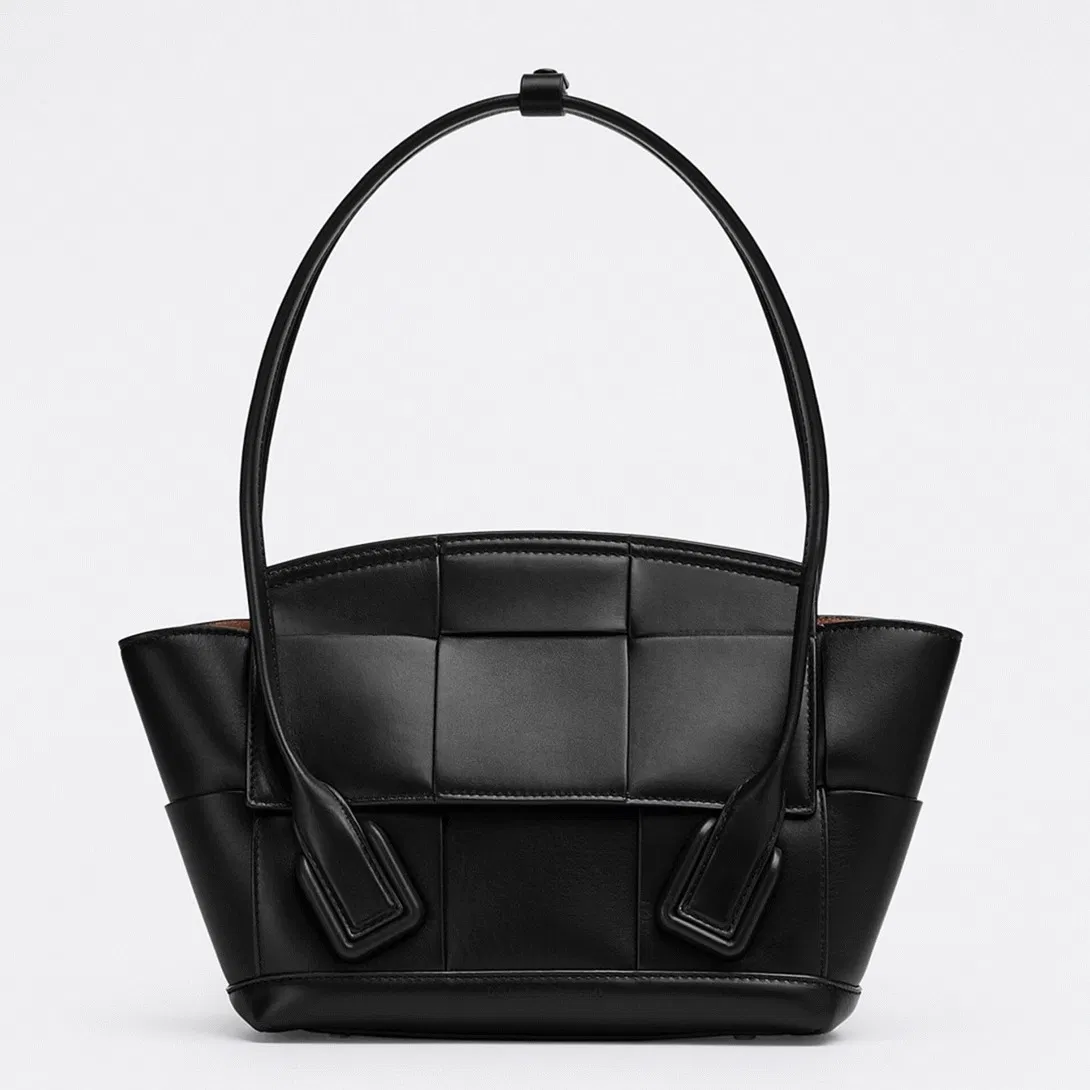Top Quality Bottega Veneta Arco Small Bag In Black Intrecciato Calfskin