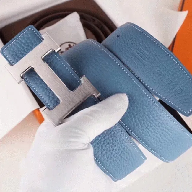 designer Hermes H belt buckle in blue shade