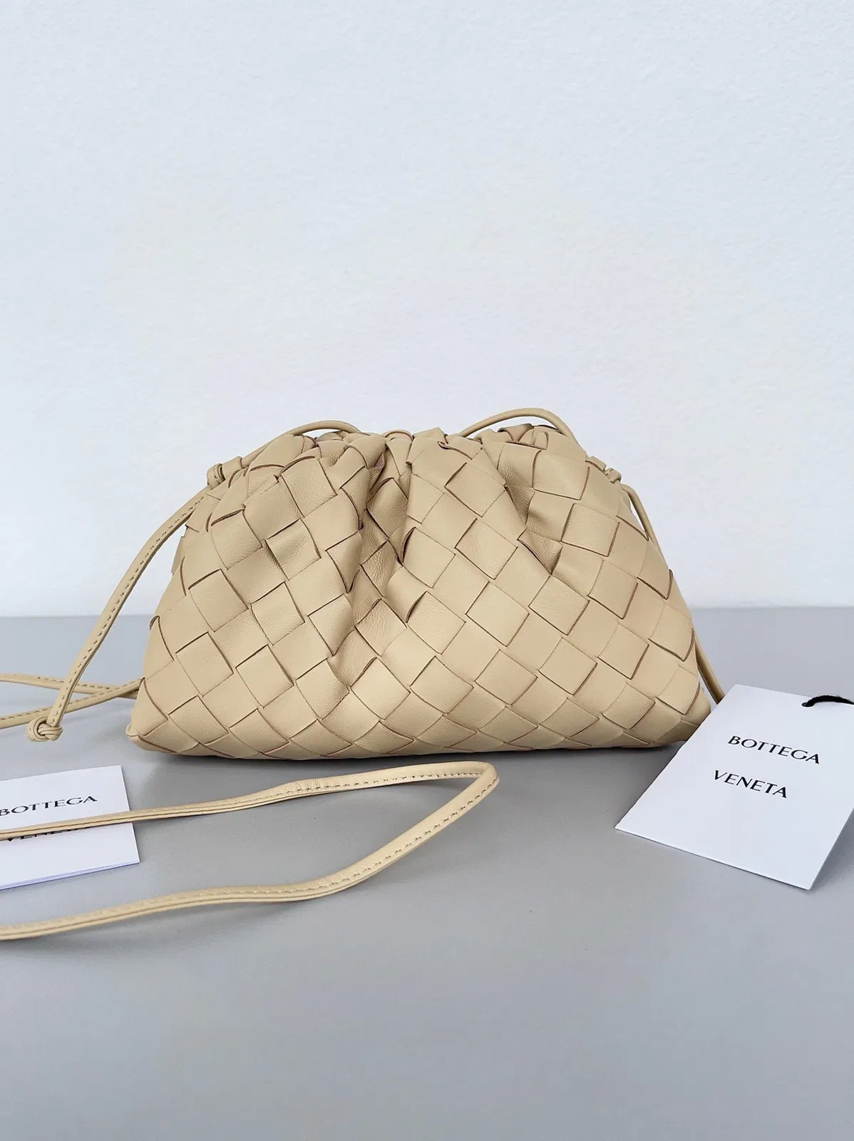 Knockoff Bottega Veneta Mini Pouch with Strap Porridge — image 9
