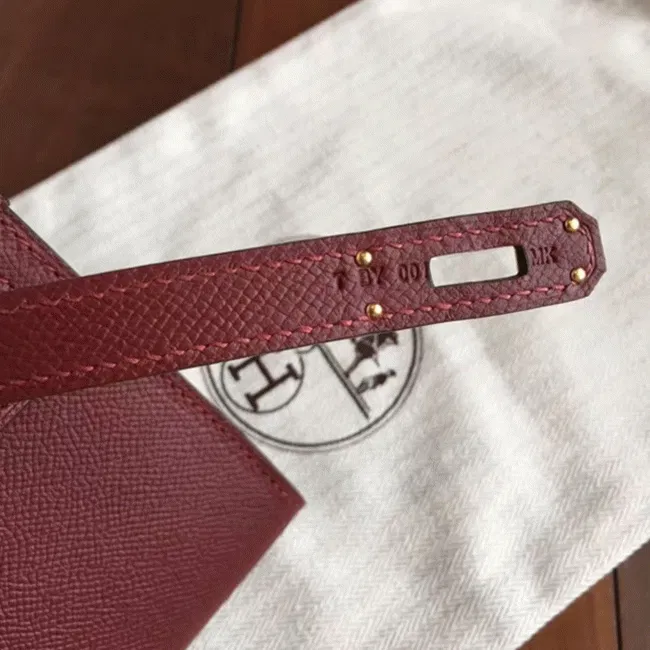 Bordeaux Epsom Hermes Kelly Cut Clutch Sleek Purse — image 8