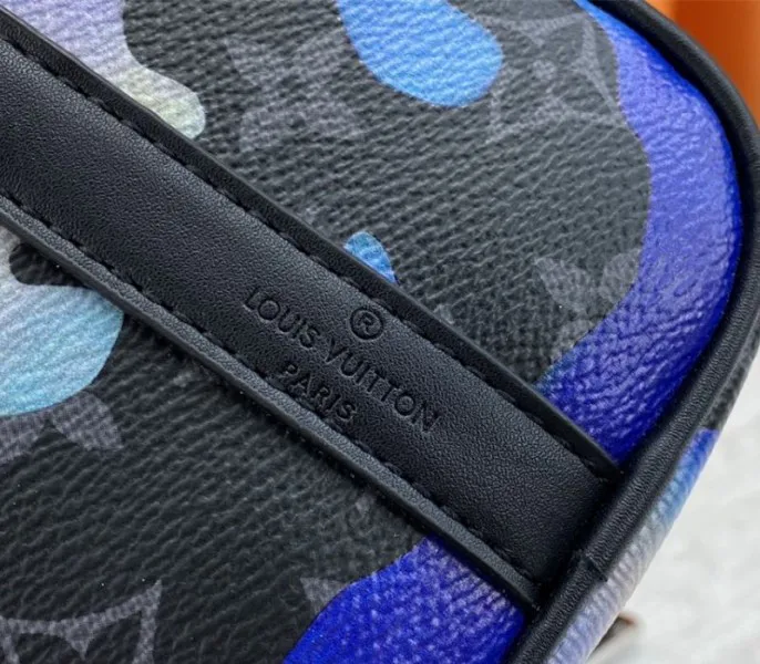 Louis Vuitton Monogram Eclipse Keepall Bandouliere 25 Travel Bag In Blue And Purple Sunrise — image 9