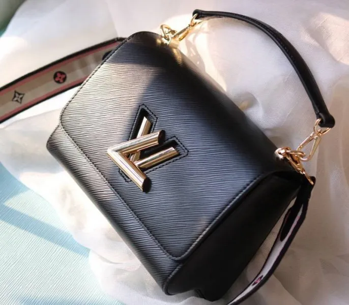 Louis Vuitton Epi Leather Twist MM Bag Black With Jacquard Strap — image 3
