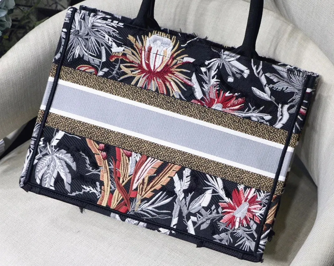 Dior Medium Book Tote in Black Camouflage with Multicolored — image 4