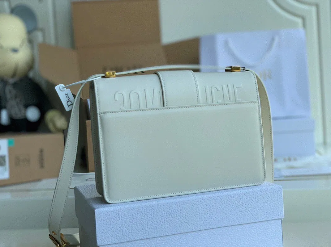 Dior 30 Montaigne Medium Bag in White Box Calfskin — image 8