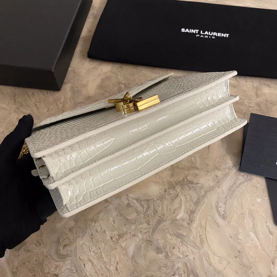 CASSANDRA MONOGRAM CLASP BAG IN CROCODILE EMBOSSED SHINY LEATHER — image 4