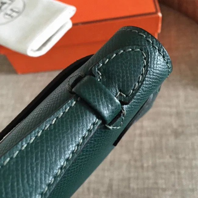 Malachite Epsom AAA Hermes Kelly Pochette Green Toned Purse — image 4