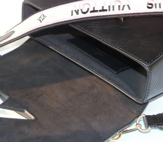Louis Vuitton Epi Leather Twist MM Bag Black With Jacquard Strap — image 8