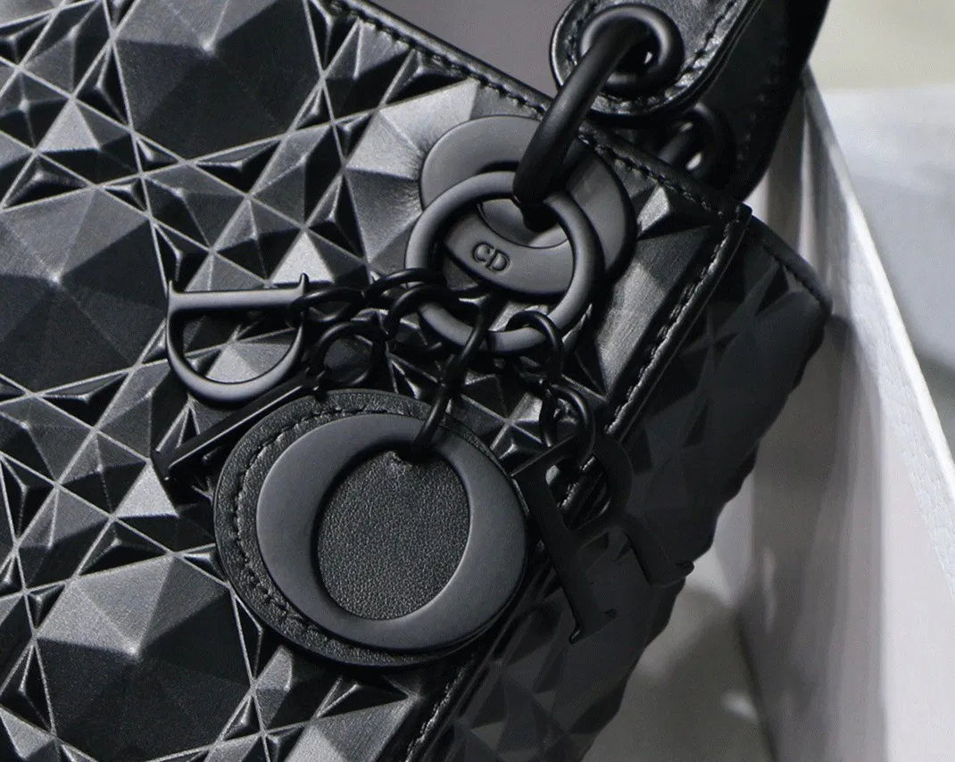 Dior Lady Dior Mini Bag in Black Calfskin with Diamond Motif — image 2