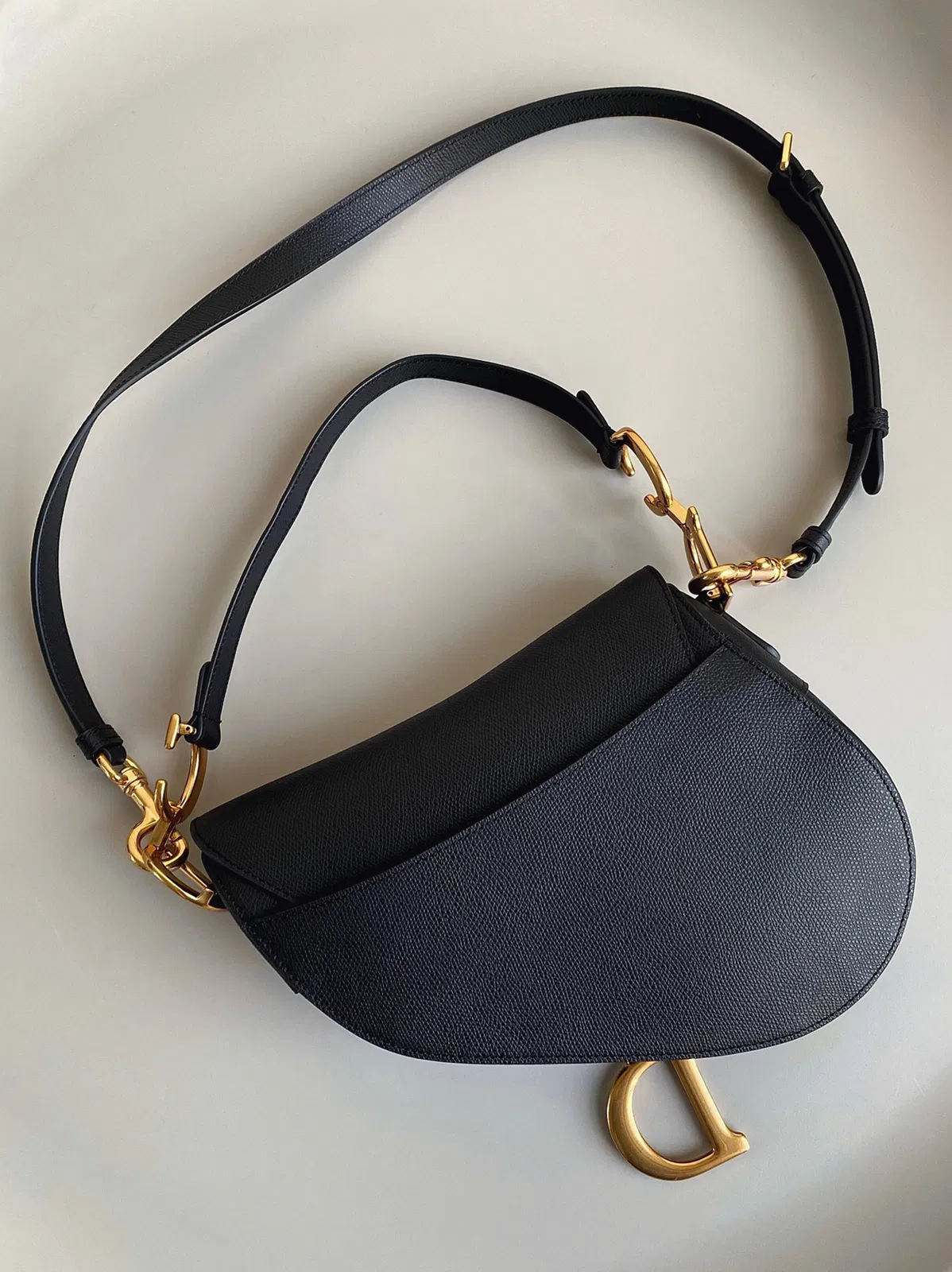 Dior Saddle Bag with Strap in Black Grained Calfskin — image 8