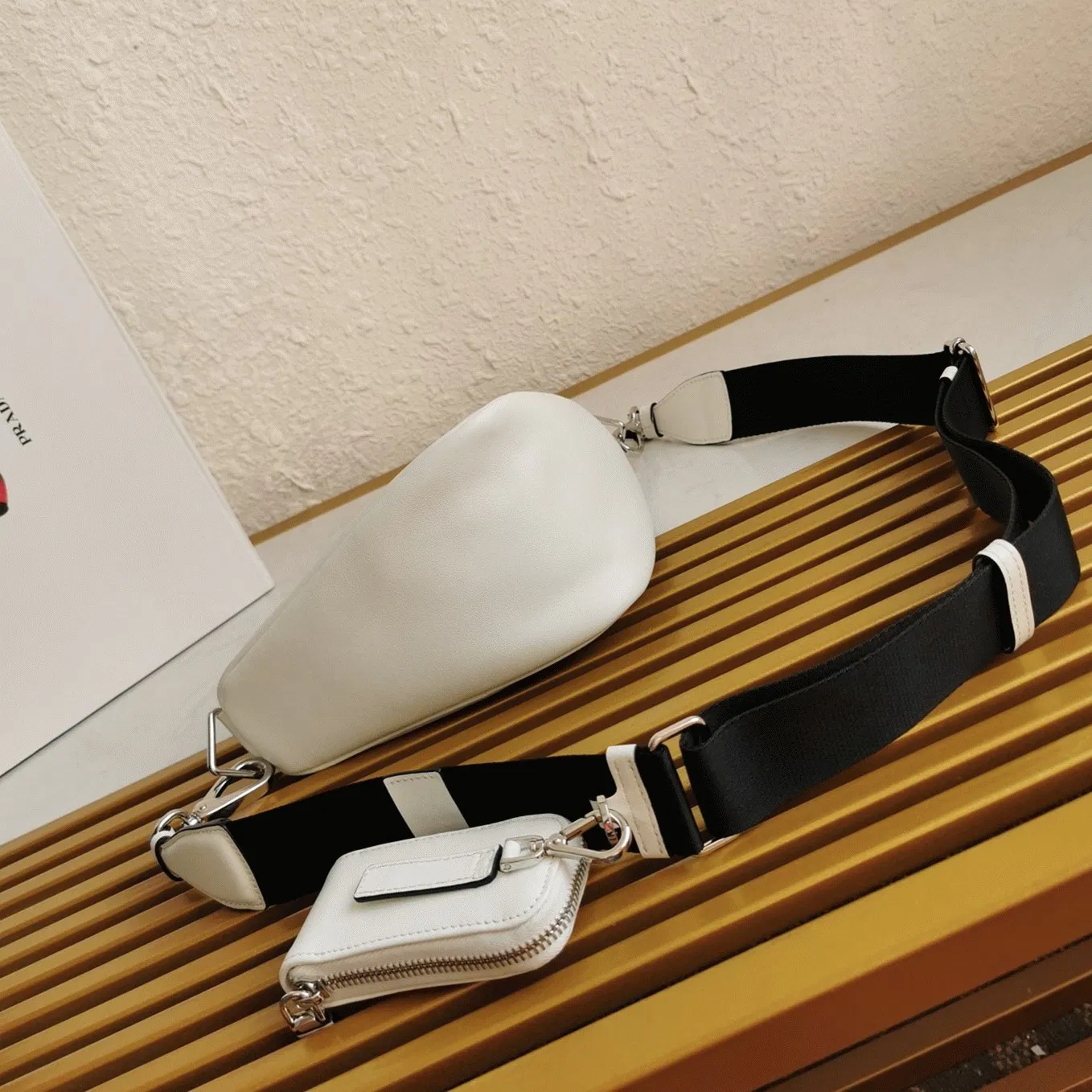 Prada Triangle Shoulder Bag in White — image 4