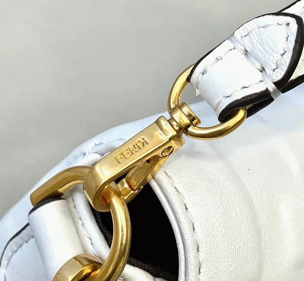 White FF Logo Fendi Medium Baguette Bag — image 5