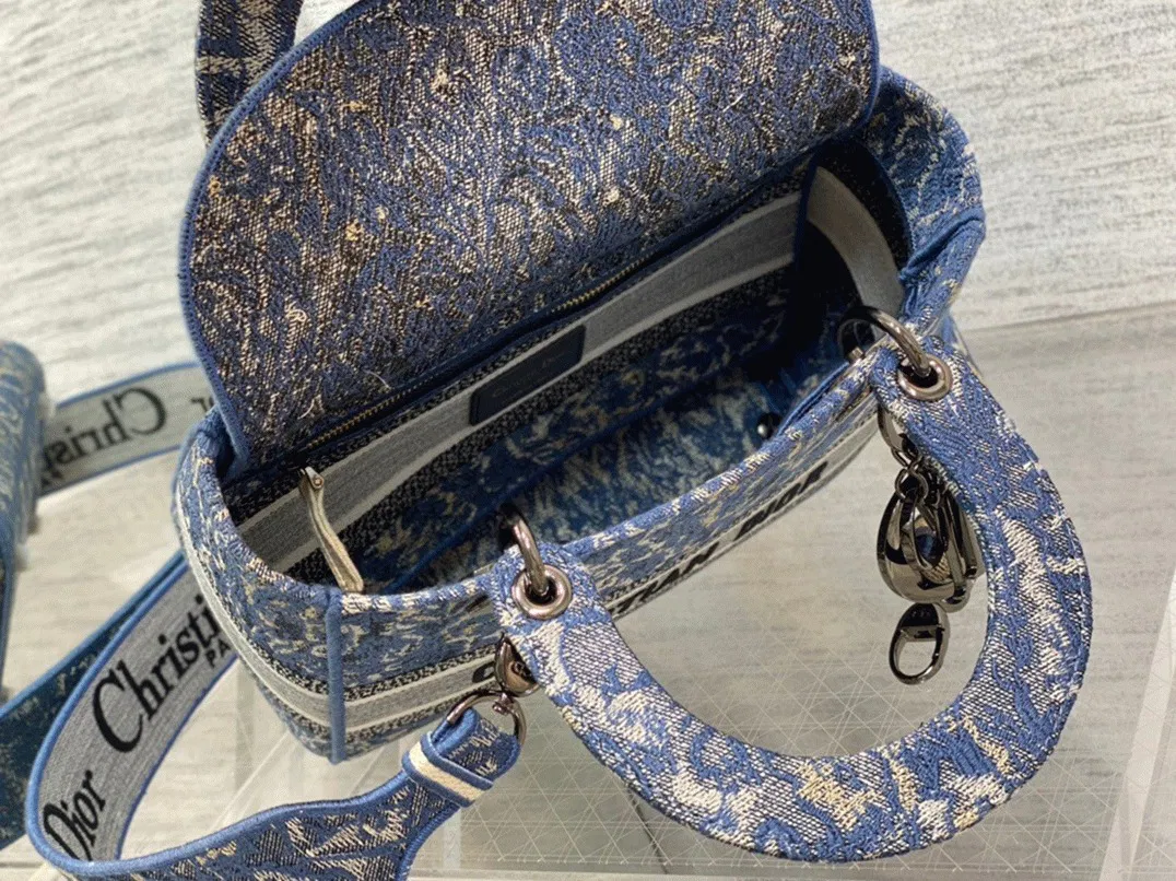 Dior Lady D-Lite Medium Bag in Blue Brocart Denim-Effect Embroidery — image 6