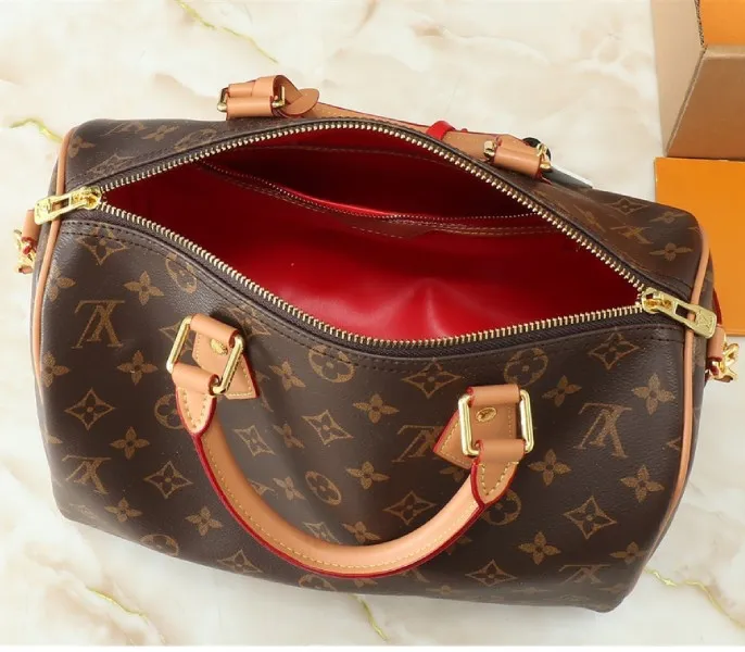 Louis Vuitton Monogram Canvas Soft Speedy 30 Crafty Handbag In Red — image 9