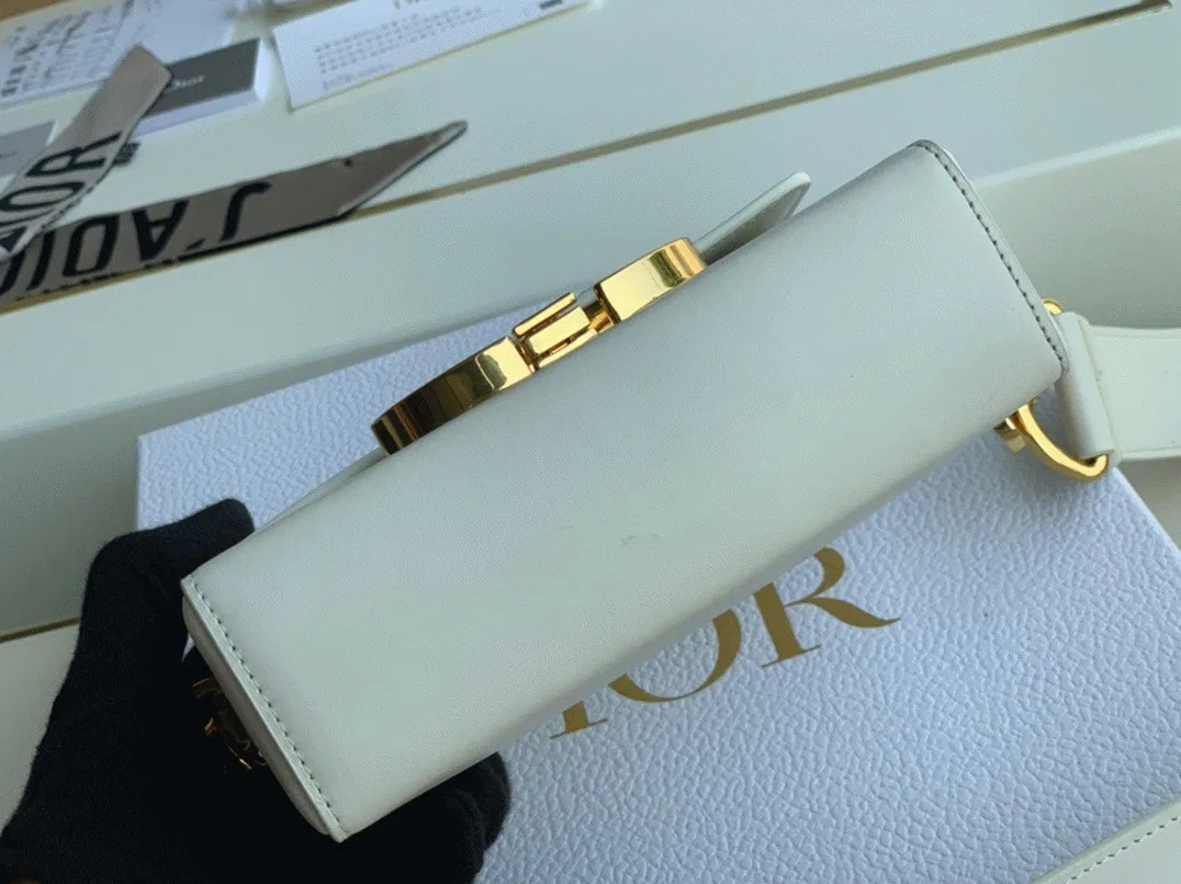Dior 30 Montaigne Box Bag Knockoff in White Box Calfskin — image 9