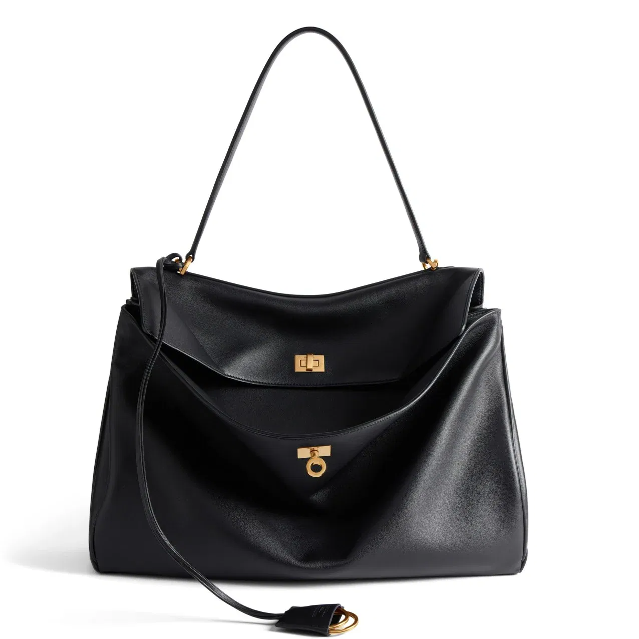 Knockoff Balenciaga Rodeo Large Bag Black Calfskin