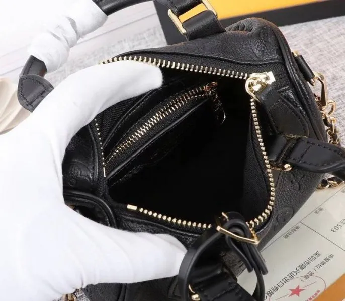 Louis Vuitton Monogram Empreinte Speedy BB Handbag In Black — image 4