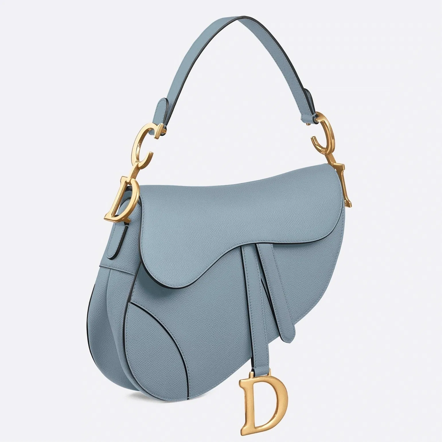 Dior Saddle Bag Knockoff in Sky Blue Grained Calfskin