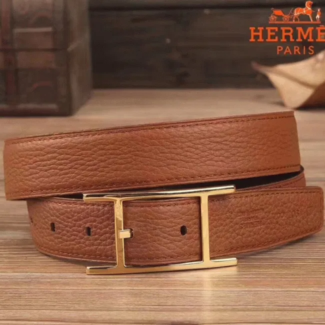 1:1 Hermes Quentin reversible belt in brown tone