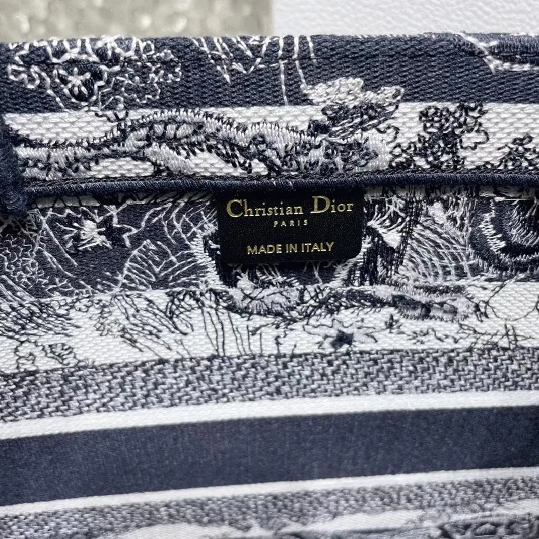 Dior Large Book Tote Bag in Blue Toile de Jouy Stripes Embroidery — image 8