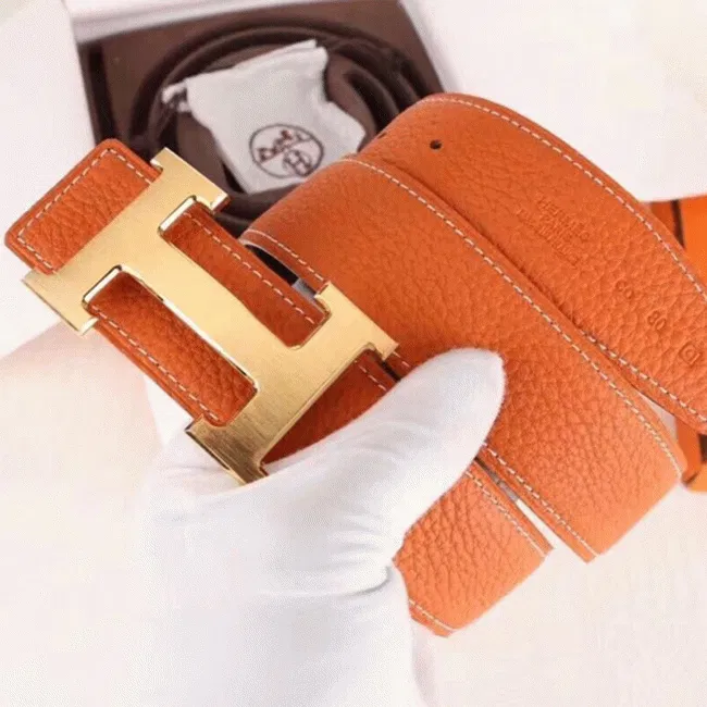 Top Hermes H belt buckle in orange color