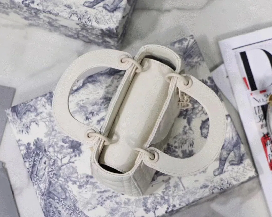 Dior Lady Dior Mini Chain Bag in White — image 7