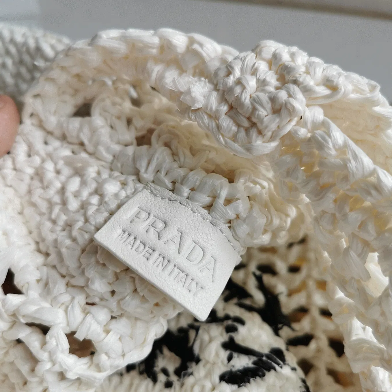 Prada Small Tote Bag Best in White Woven Raffia — image 5