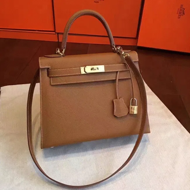 Brown Epsom Luxury Hermes Kelly Sellier 28cm Elegant Purse — image 5